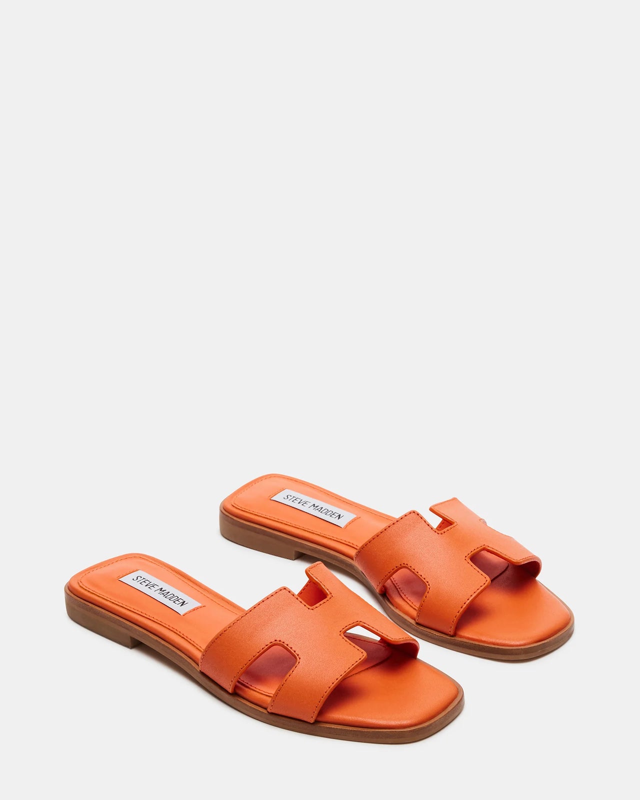 Hadyn Shoe Orange Leather, Flat Shoe by Steve Madden | LIT Boutique