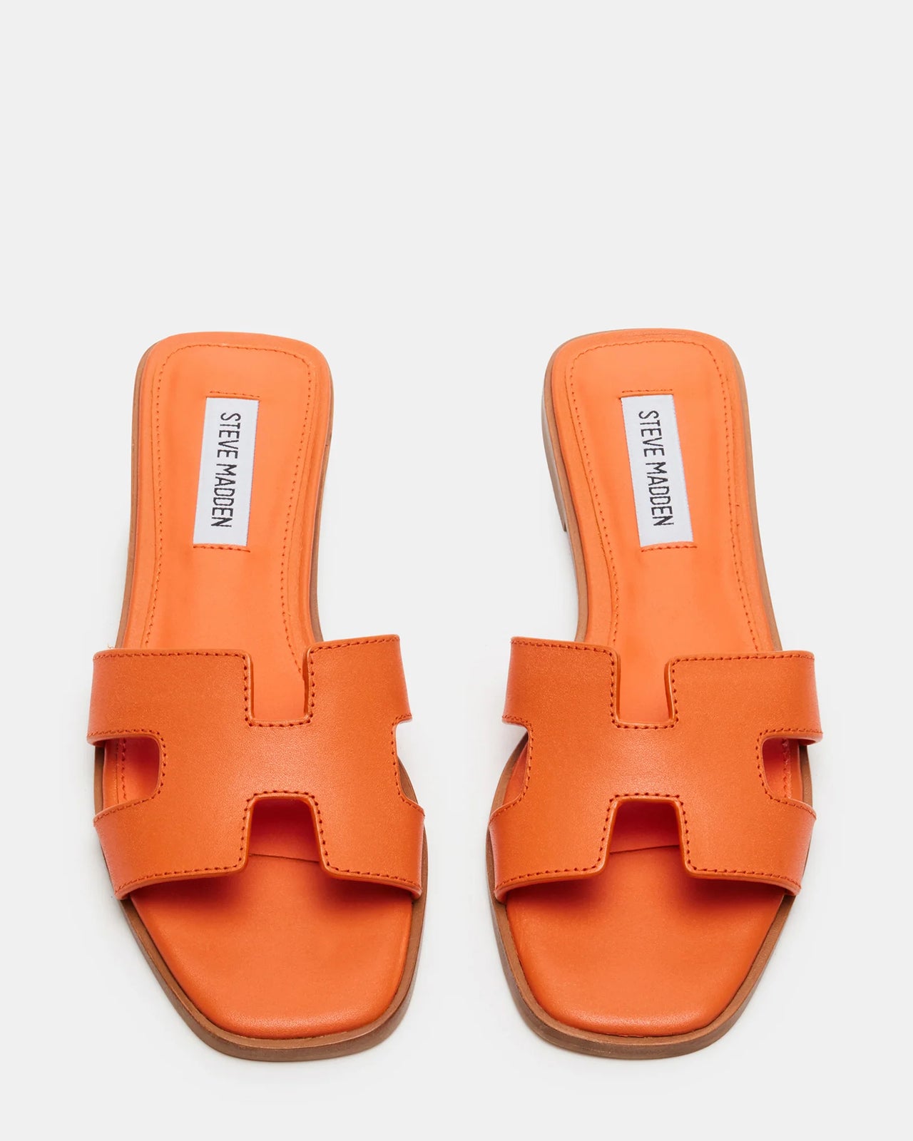Hadyn Shoe Orange Leather, Flat Shoe by Steve Madden | LIT Boutique