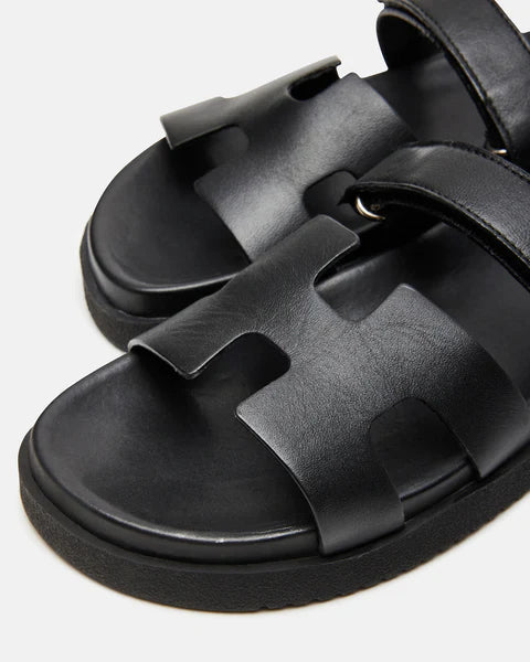 Mayven Shoe Black Leather, Flat Shoe by Steve Madden | LIT Boutique