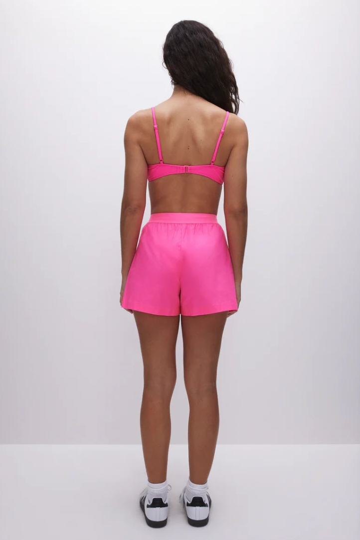 Coated Poplin Weekend Short Pink, Fabric Shorts by Good American | LIT Boutique