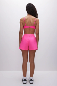 Thumbnail for Coated Poplin Weekend Short Pink, Fabric Shorts by Good American | LIT Boutique