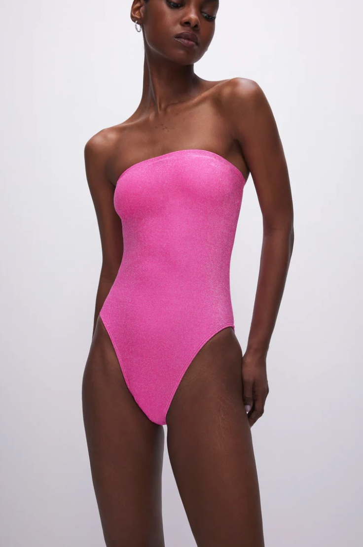 Sparkle Strapless Suit Pink, Swim by Good American | LIT Boutique
