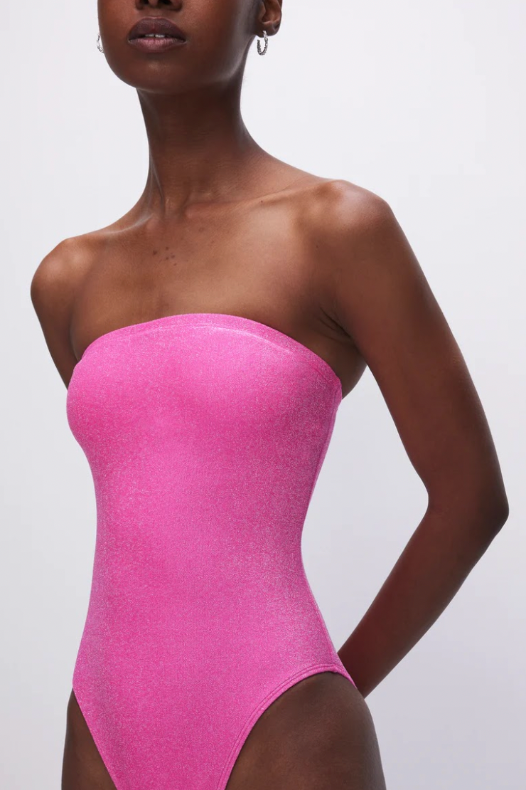 Sparkle Strapless Suit Pink, Swim by Good American | LIT Boutique