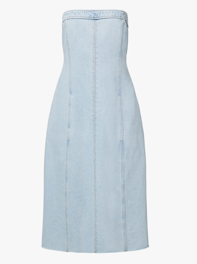 Denim Strapless Midi Dress Light, Midi Dress by We Wore What | LIT Boutique