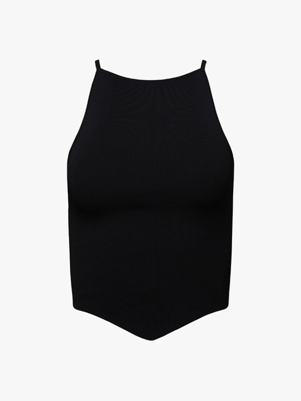 V Cropped Rib Tank Black, Tank Tee by We Wore What | LIT Boutique