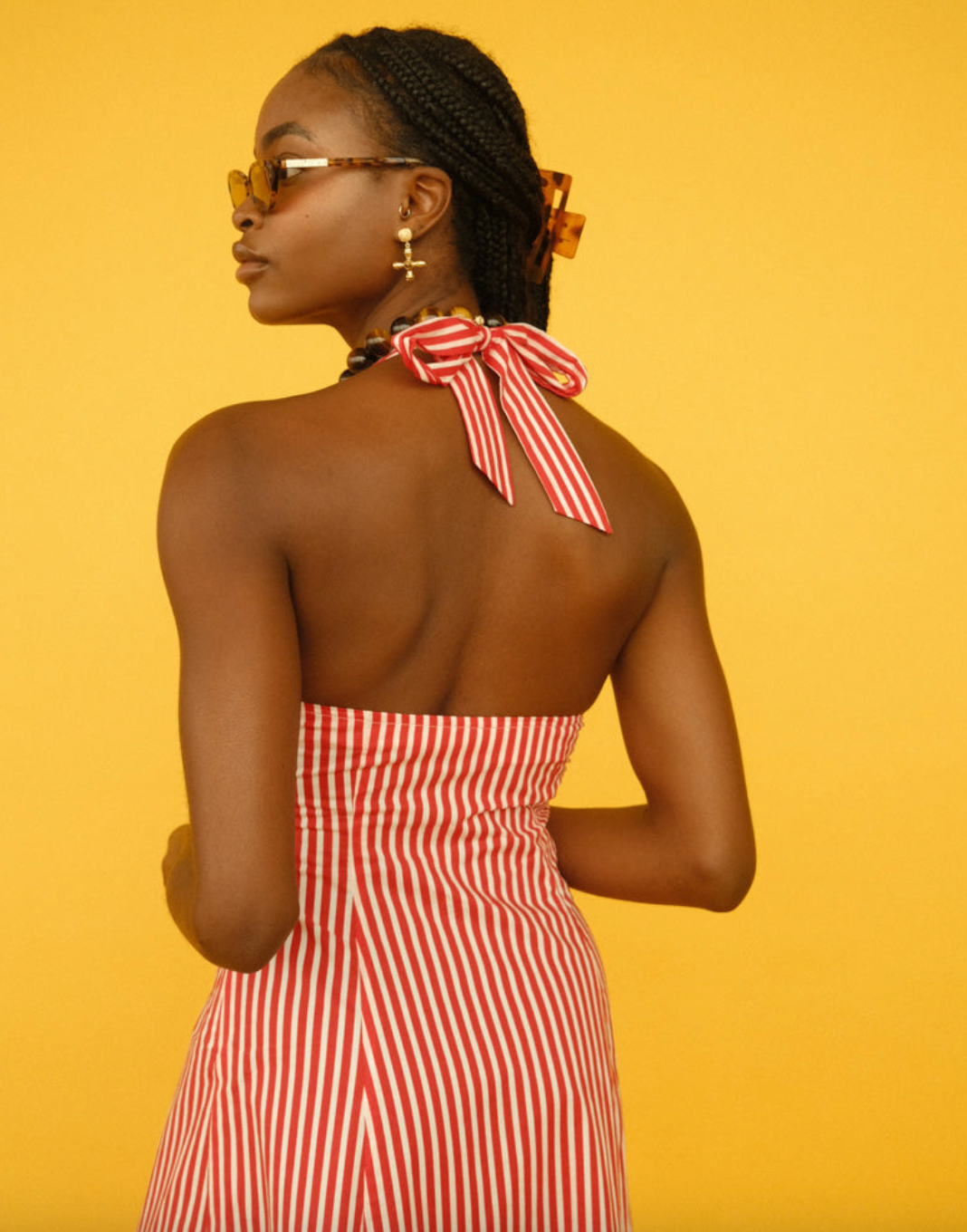 Red halter sales midi dress