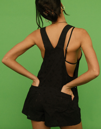 Thumbnail for Basic Short Eyelet Overall Black, Romper Dress by Onia | LIT Boutique