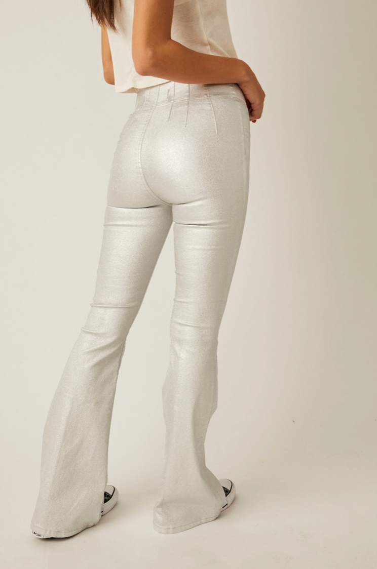 Jayde Metallic Flare Pant, Pant Bottom by Free People | LIT Boutique