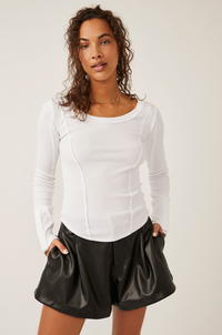 Thumbnail for Stuck on You Long Sleeve White, Tops by Free People | LIT Boutique