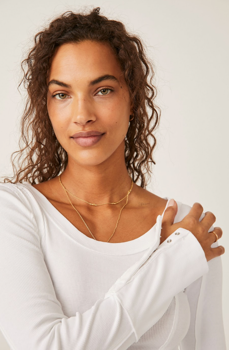 Stuck on You Long Sleeve White, Tops by Free People | LIT Boutique
