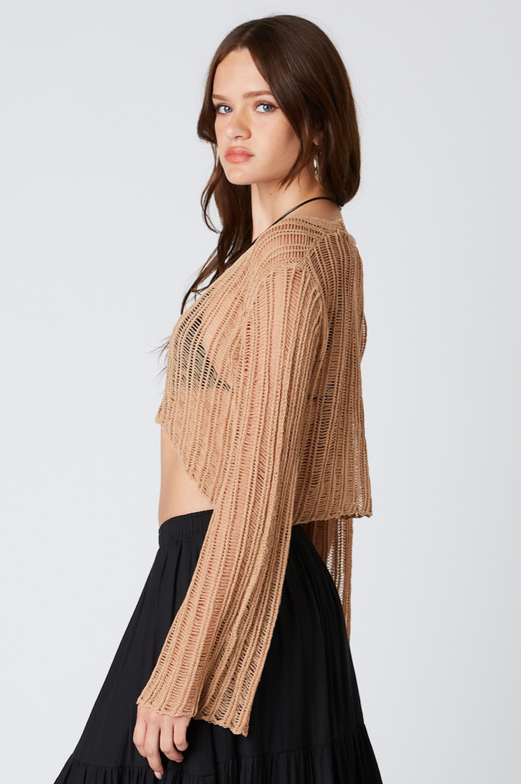 Hallie Cardi Toast, Sweater Cardigan by Cotton Candy | LIT Boutique