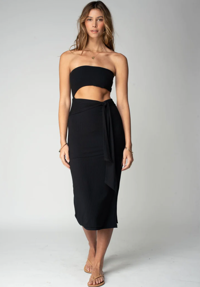 Baja Nights Black Cut Out Dress Black, Midi Dress by Stillwater | LIT Boutique