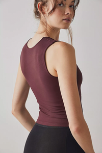 Thumbnail for Clean Lines Muscle Cami Chocolate Merlot, Tank Tee by Free People | LIT Boutique