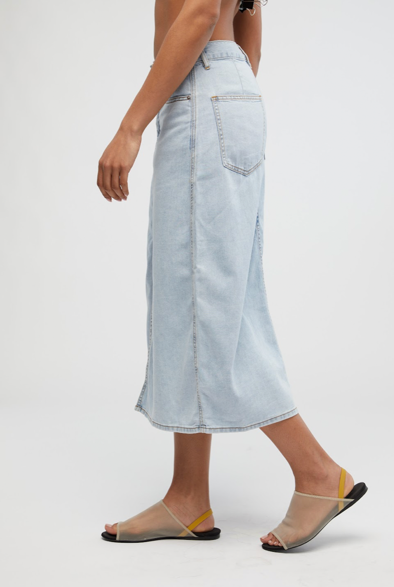 Denim Woven Midi Skirt, Bottoms by We Wore What | LIT Boutique
