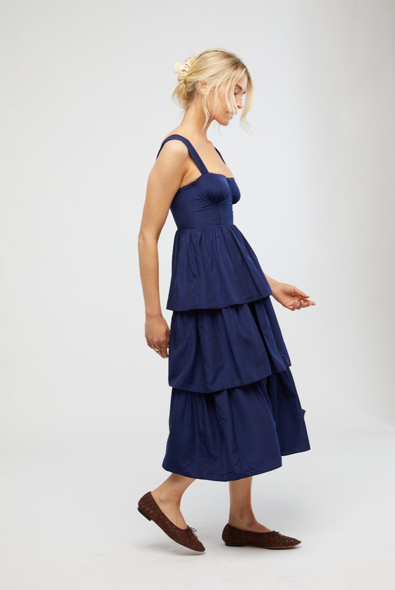 Corset Maxi Dress Navy, Maxi Dress by We Wore What | LIT Boutique