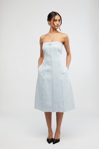 Thumbnail for Denim Strapless Midi Dress Light, Midi Dress by We Wore What | LIT Boutique