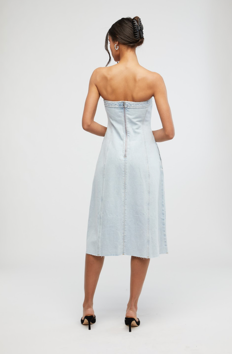 Denim Strapless Midi Dress Light, Midi Dress by We Wore What | LIT Boutique