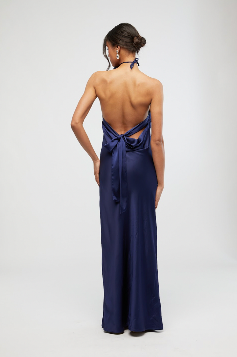 Strapless Silky Maxi Dress Navy, Maxi Dress by We Wore What | LIT Boutique