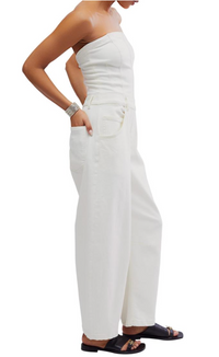 Thumbnail for Je Suis Pret Barrel Jumpsuit White, Jumpsuit Dress by Free People | LIT Boutique