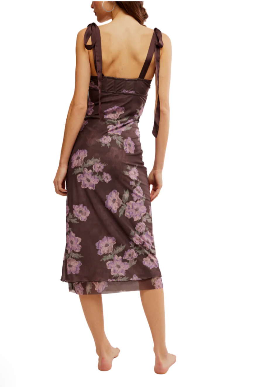 Printed Got Glam Slip Chocolate Combo, Midi Dress by Free People | LIT Boutique