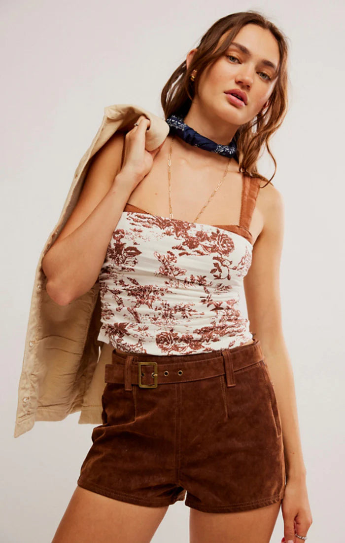 Printed 2 Tone Tank Oak Combo, Tank Blouse by Free People | LIT Boutique