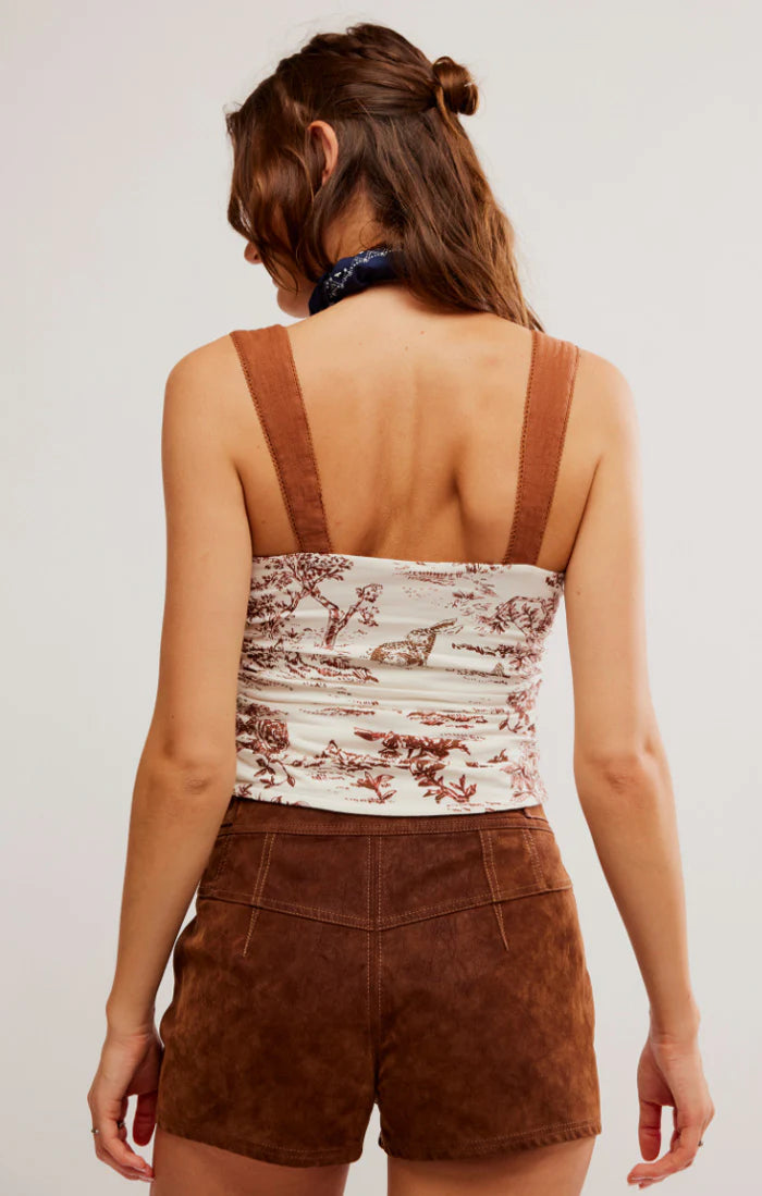 Printed 2 Tone Tank Oak Combo, Tank Blouse by Free People | LIT Boutique