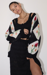 Thumbnail for In Check Sweater Black Multi, Cardigan Sweater by Bailey Rose | LIT Boutique