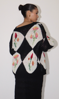 Thumbnail for In Check Sweater Black Multi, Cardigan Sweater by Bailey Rose | LIT Boutique