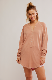 Thumbnail for Coffee Chat Pullover Tan, Long Blouse by Free People | LIT Boutique