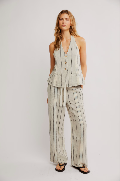 Take Me to Paris Striped Set White, Pant Bottom by Free People | LIT Boutique