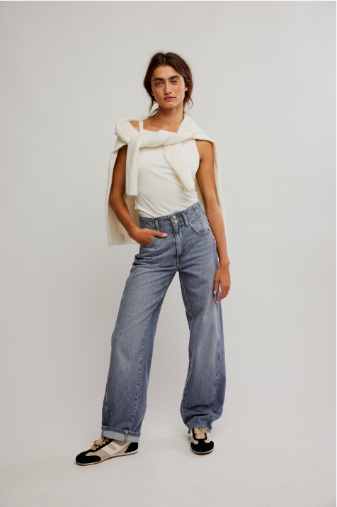 Aster Straight Leg Denim Slate, Pant Bottom by Free People | LIT Boutique