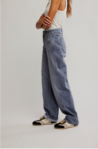 Thumbnail for Aster Straight Leg Denim Slate, Pant Bottom by Free People | LIT Boutique