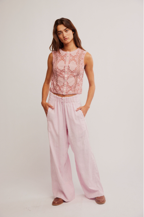 Days End Linen Pant Pink-A-Boo, Pant Bottom by Free People | LIT Boutique