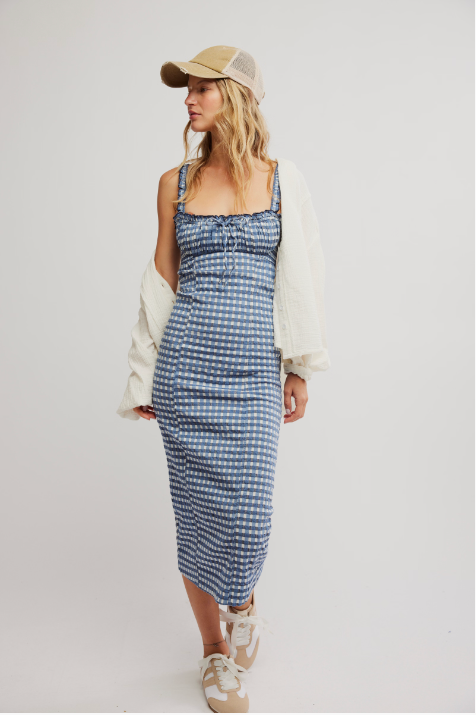 Lucinda Midi Dress Indigo Combo, Midi Dress by Free People | LIT Boutique