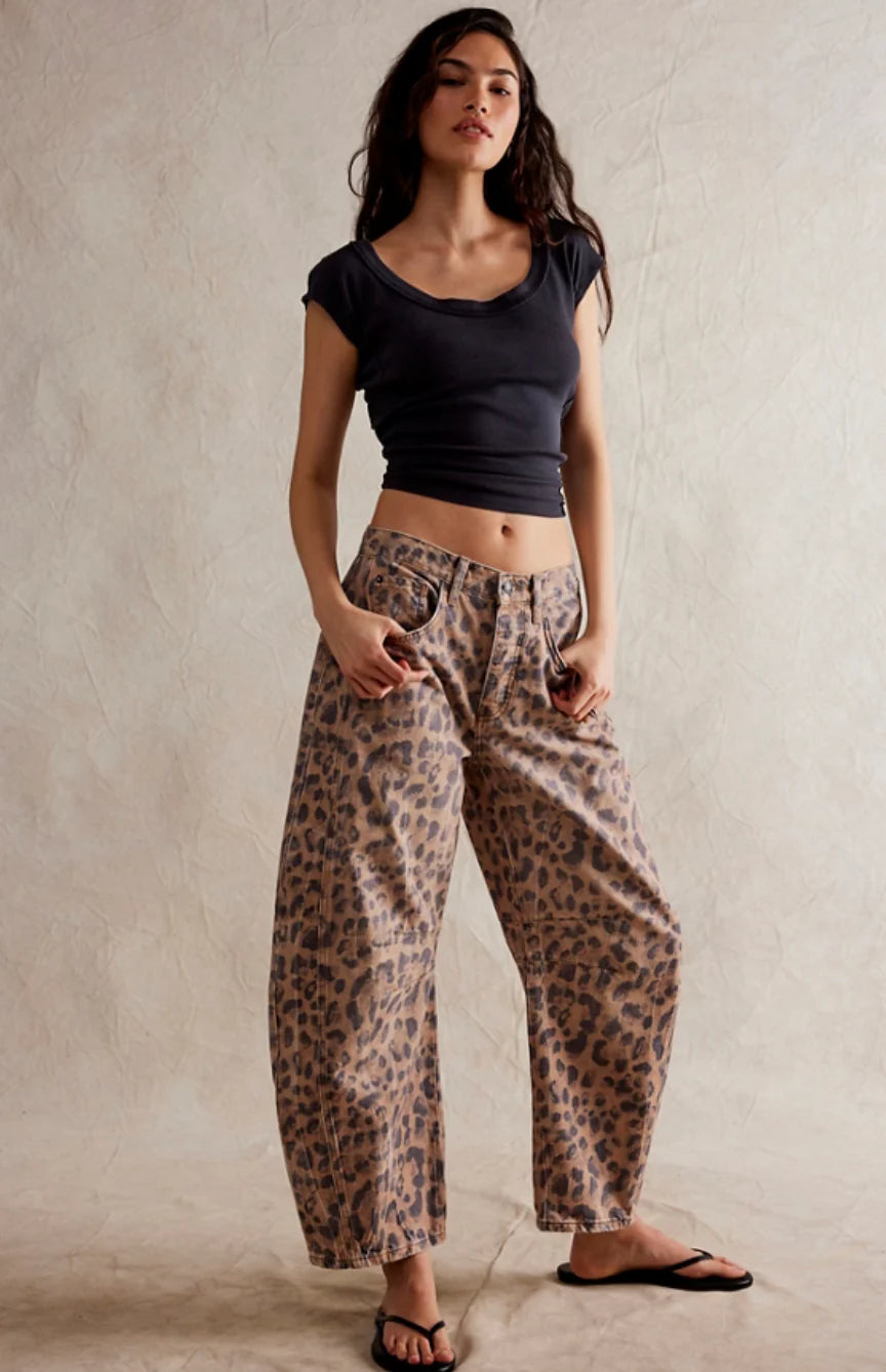 Good Luck Printed Barrel Brown, Pant Bottom by Free People | LIT Boutique