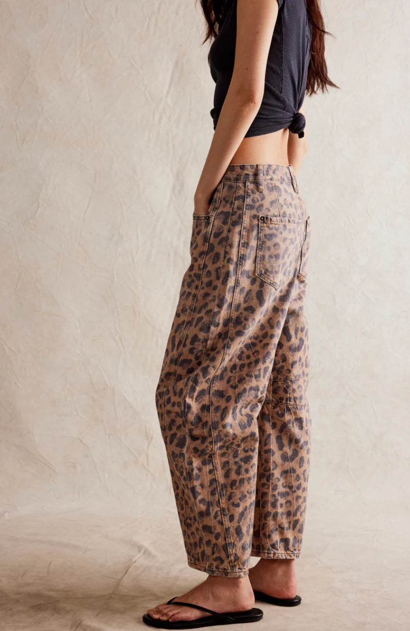 Good Luck Printed Barrel Brown, Pant Bottom by Free People | LIT Boutique