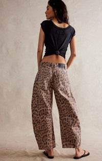 Thumbnail for Good Luck Printed Barrel Brown, Pant Bottom by Free People | LIT Boutique