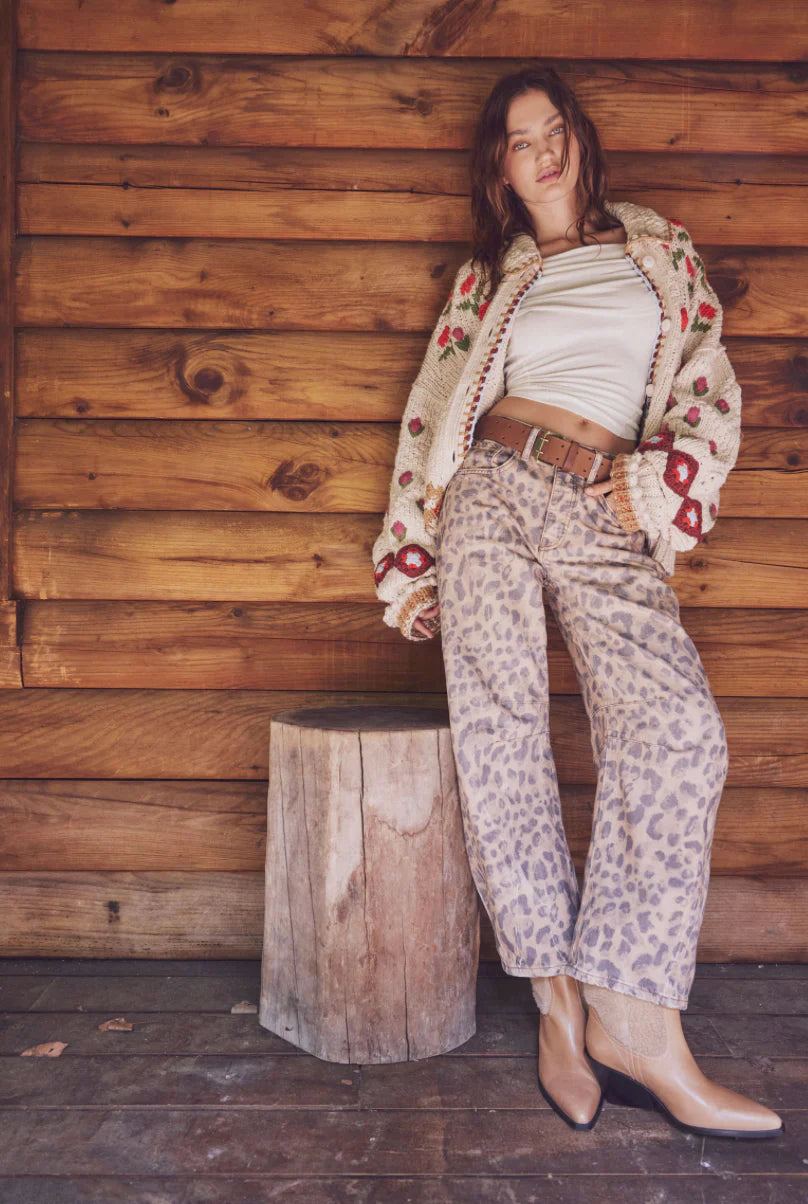 Good Luck Printed Barrel Brown, Pant Bottom by Free People | LIT Boutique