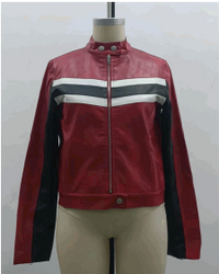 Thumbnail for Candy Apple Cropped Leather Jacket Red