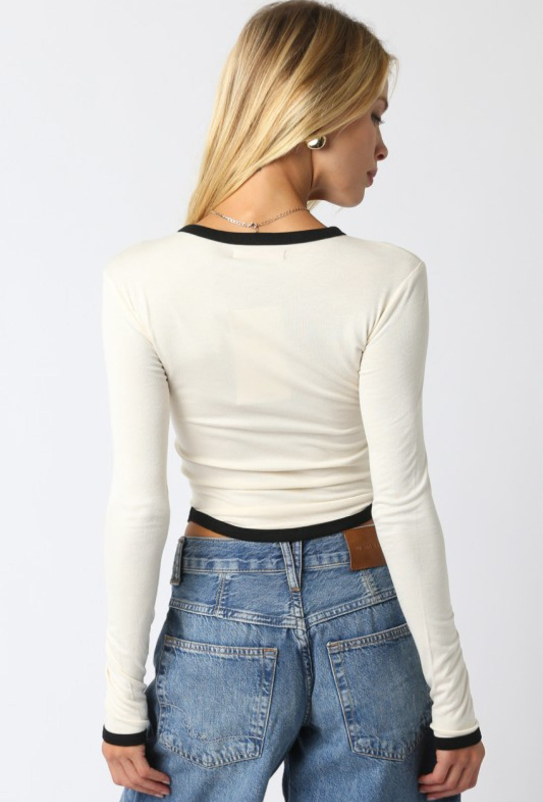 Kendall Top Cream/Black, Long Tee by Refine | LIT Boutique