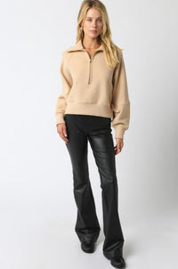 Thumbnail for Aimee Zip Up Sweater Tan, Sweater by Refine | LIT Boutique