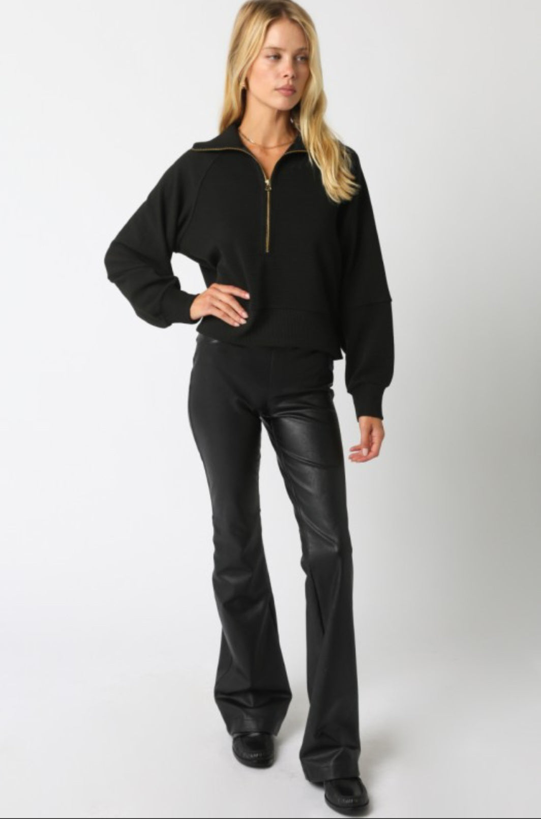 Aimee Zip Up Sweater Black, Sweater by Refine | LIT Boutique