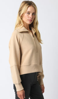 Thumbnail for Aimee Zip Up Sweater Tan, Sweater by Refine | LIT Boutique