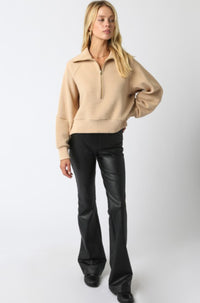Thumbnail for Aimee Zip Up Sweater Tan, Sweater by Refine | LIT Boutique