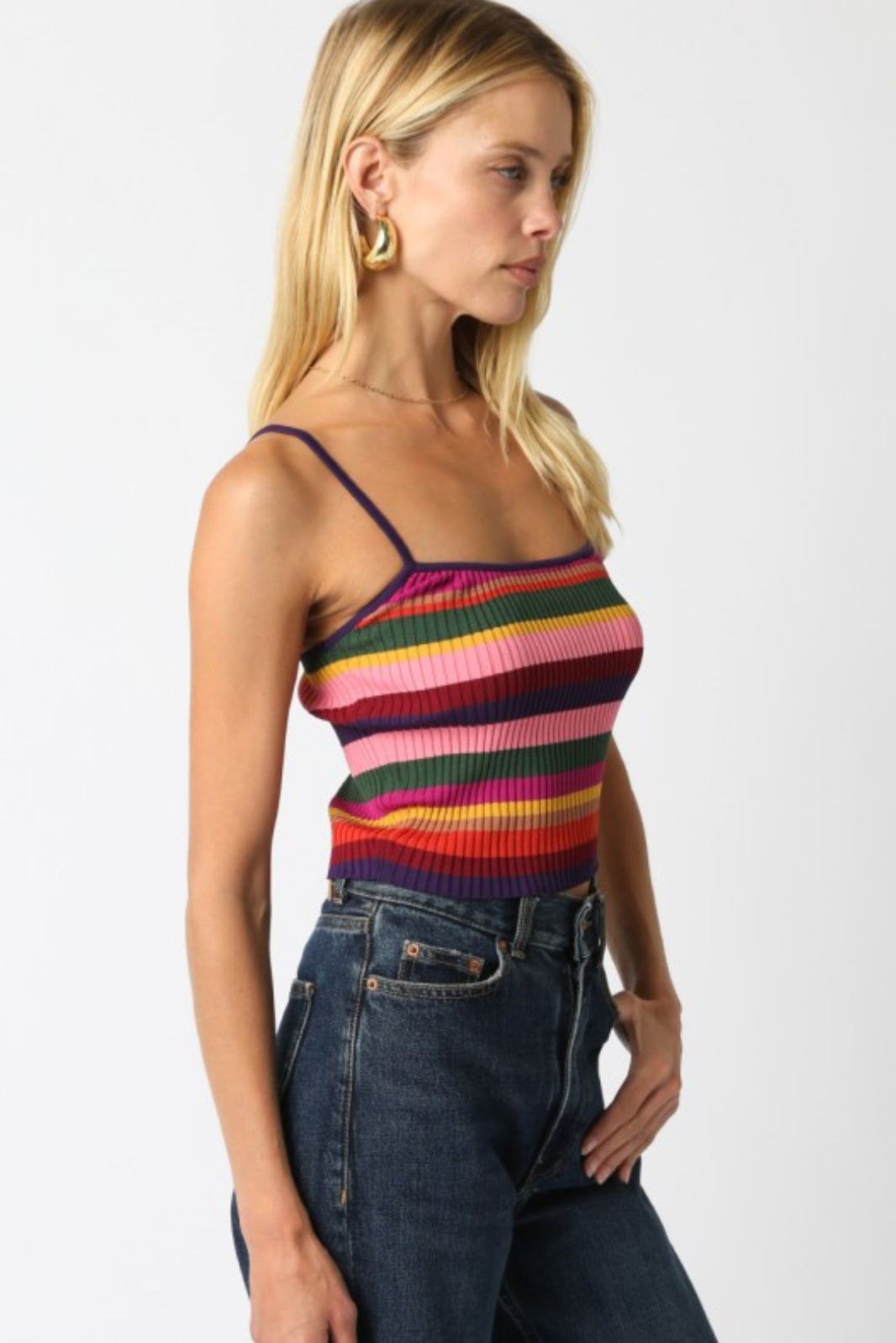 Kathy Stripe Knit Top, Tank Tee by Refine | LIT Boutique