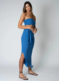 Thumbnail for Baja Nights Blue Cut Out Dress, Midi Dress by Stillwater | LIT Boutique