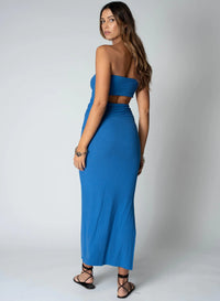 Thumbnail for Baja Nights Blue Cut Out Dress, Midi Dress by Stillwater | LIT Boutique