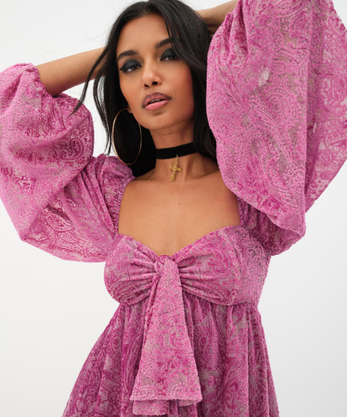 Francesca Purple Long Sleeve Mini Dress, Mini Dress by for Love & Lemons | LIT Boutique