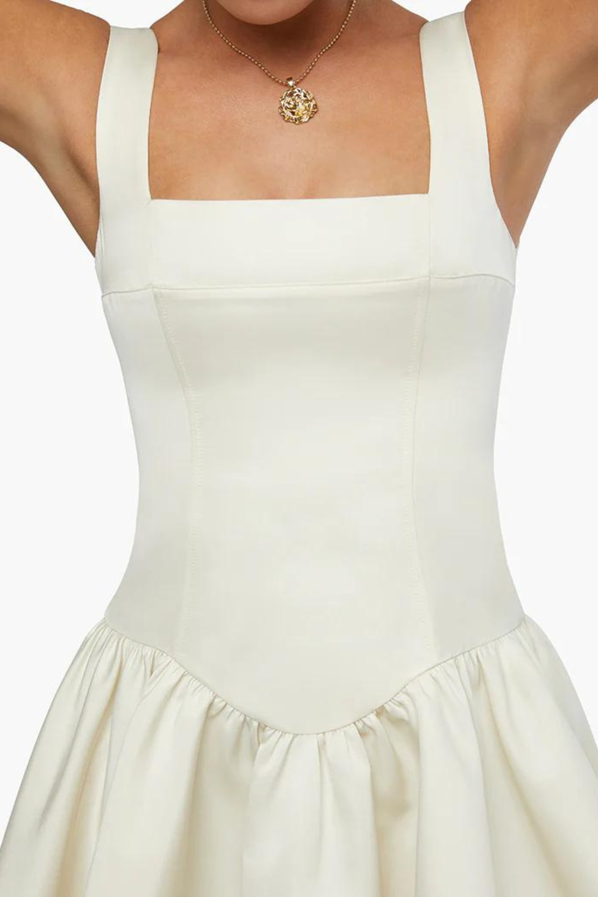 Corset Peplum Mini Dress Ecru, Mini Dress by We Wore What | LIT Boutique