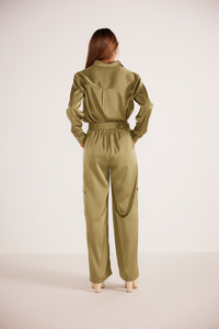 Thumbnail for Anissa Shirt Khaki, Long Blouse by Mink Pink | LIT Boutique